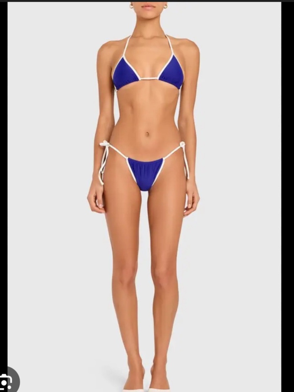 Amanda Uprichard Blue Bikini Set with White Trim